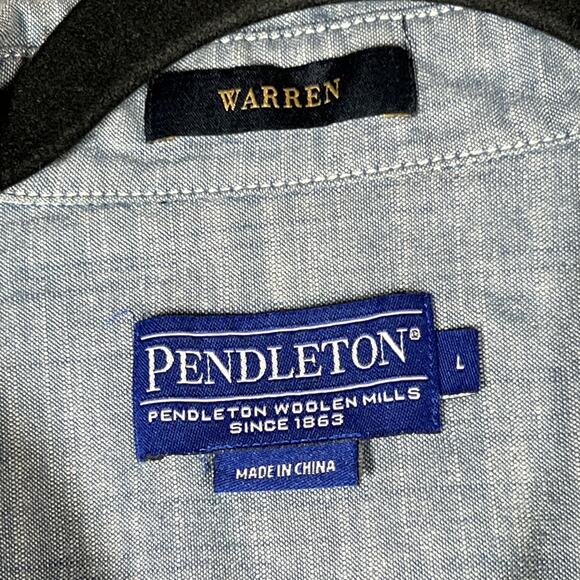 Pendleton Shirt Mens Large Blue Warren Short Sleeve Button Up Casual Cotton - Picture 3 of 7